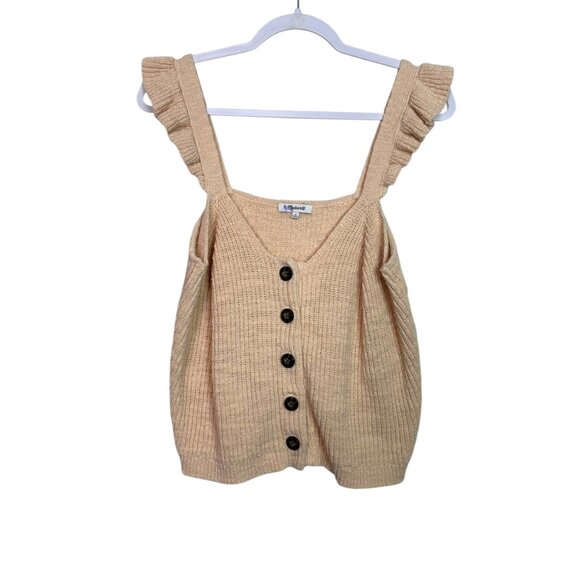 Madewell Ruffle-Strap Button-Front Sweater Tank Women M Bone Button Front‎ Boho - Picture 1 of 6